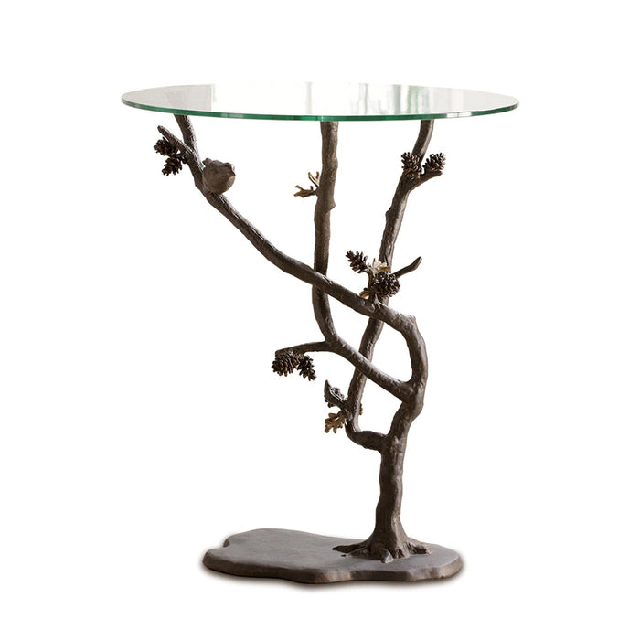 Rustic Bird and Pinecone End Table by San Pacific International/SPI Home