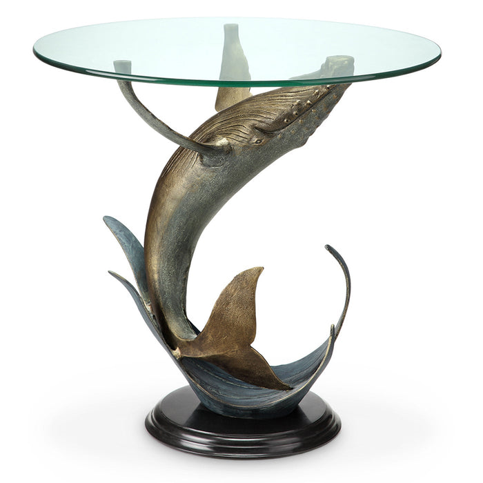 Whale End Table -Round Glass Top by San Pacific International