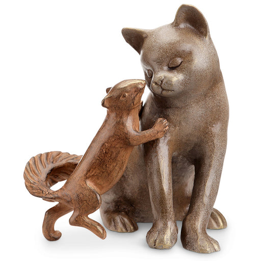 Squirrel Kissing Cat Garden Sculpture by San Pacific International