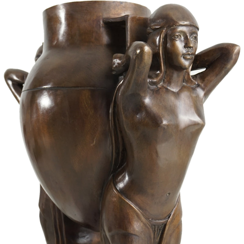 Art Deco Bronze Vase with Women