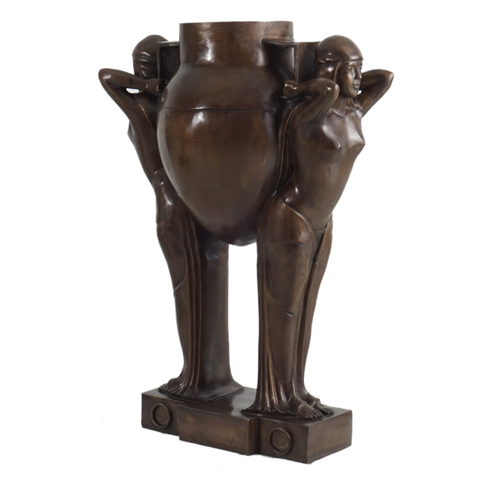 Art Deco Bronze Vase with Women