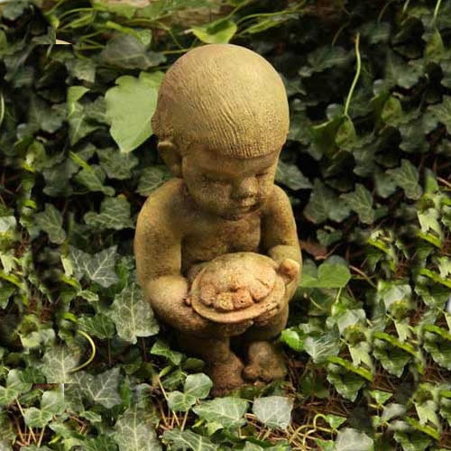 Anthony and His Turtle Garden Statue