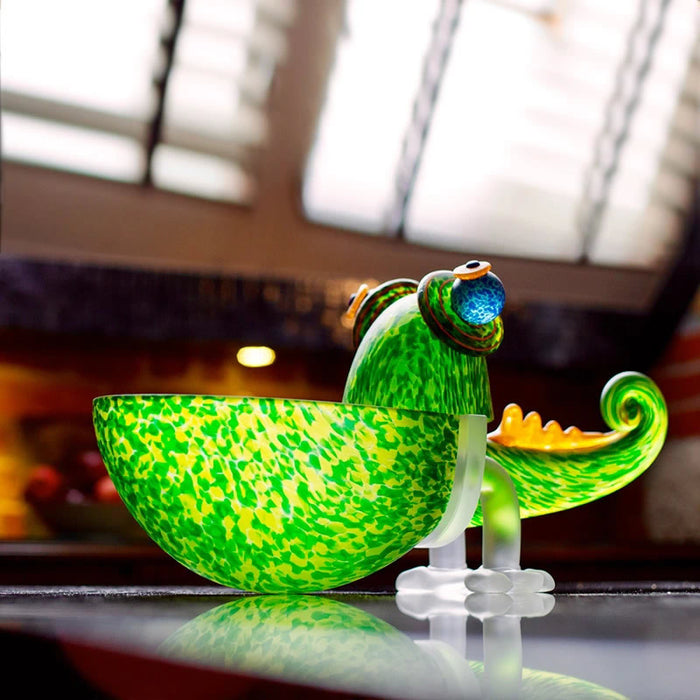 Art Glass Bowl Green Chameleon