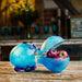 Art Glass Hippo Bowl Blue Borowski Usa