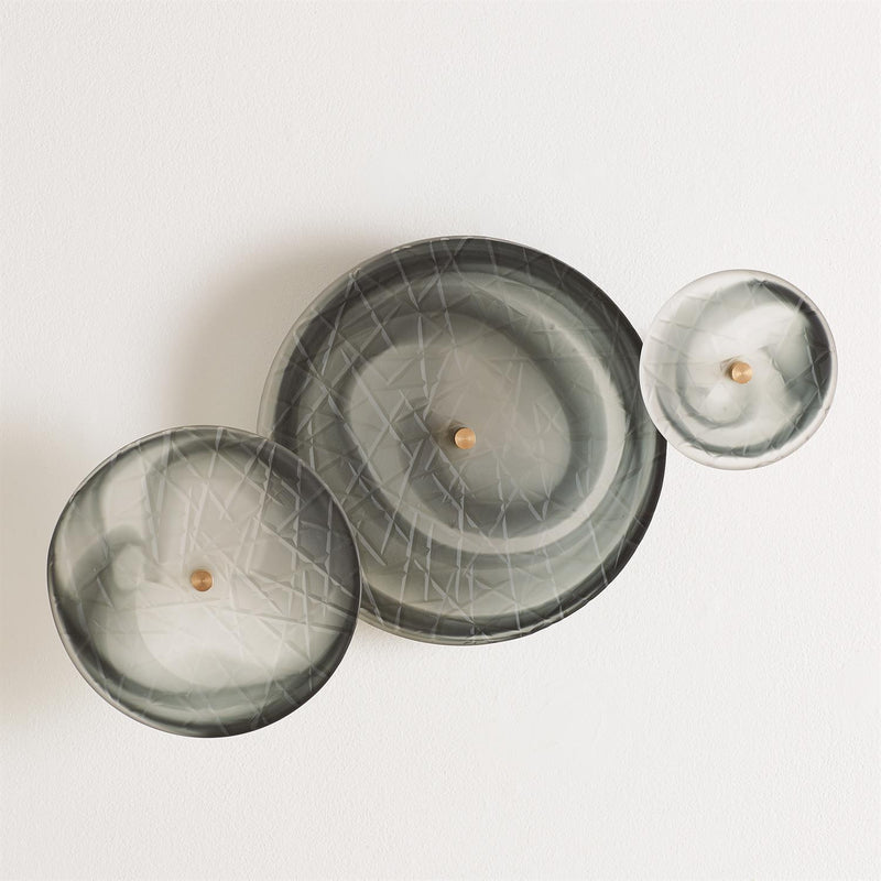 Art Glass Wall Discs, Gray, Set o 3