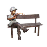 Boy Reading on Bench Bronze Sculpture