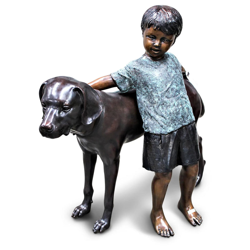 Boy with Dog Bronze Sculpture