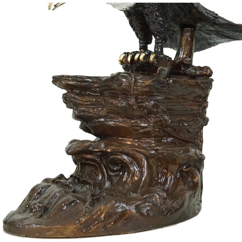 Bald Eagle on Rock Bronze Sculpture