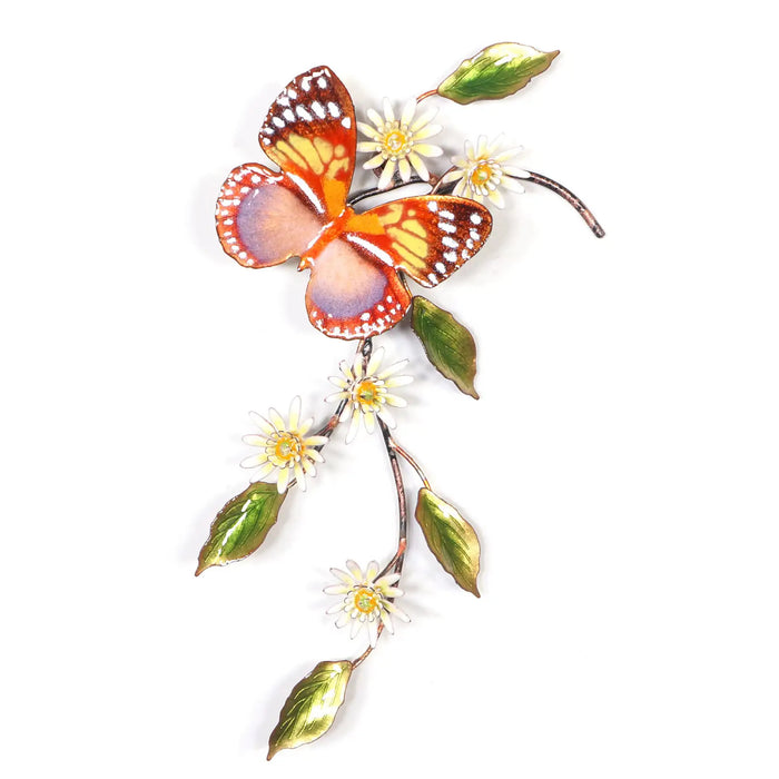 Forest Queen Butterfly with Asters Metal Wall Art