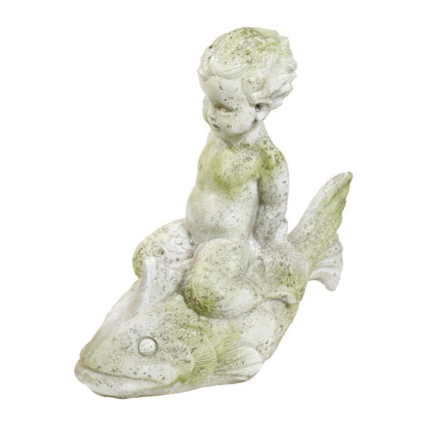 Boy Riding Fish Garden Statue