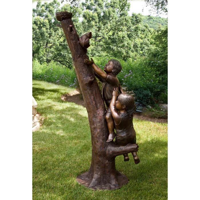 Boy & Girl Climbing Tree Sculpture