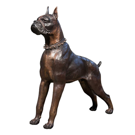 Bronze Boxer Dog Sculpture, 26 Inch