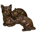Bronze Cat with Kitten Sculpture