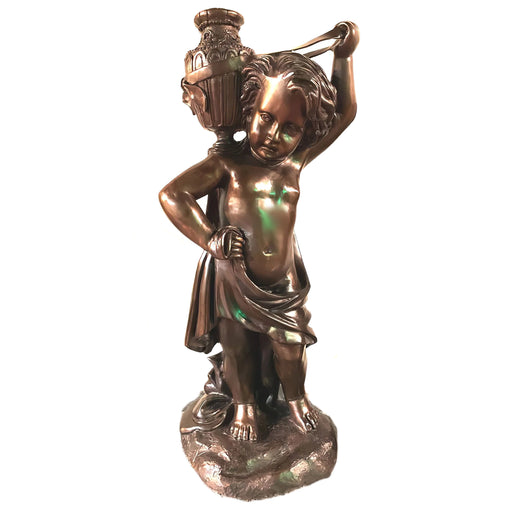 Bronze Cherub with Jar on Shoulder Sculpture