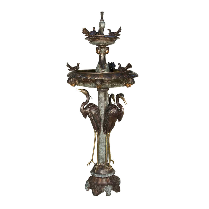 Bronze Crane Tiered Fountain
