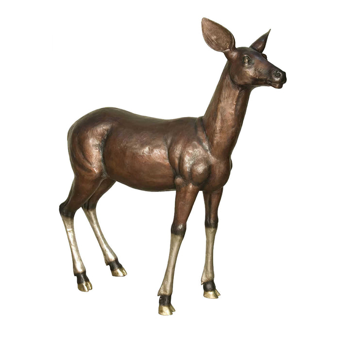 Bronze Doe Deer Sculpture