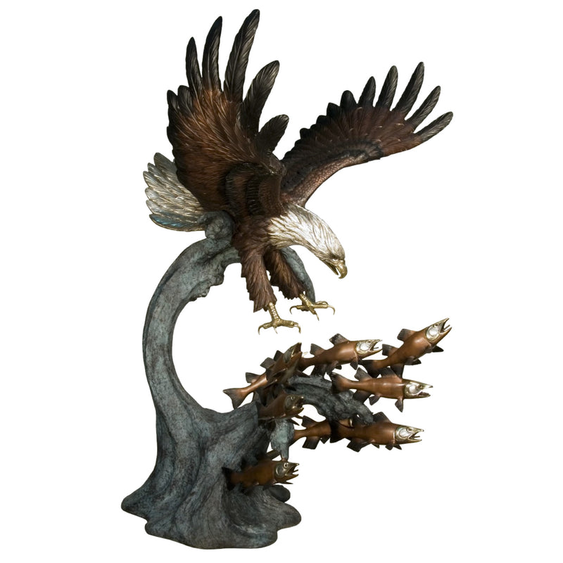 Bronze Eagle Catching Salmon Fountain