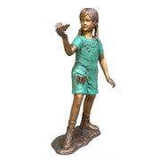Bronze Girl with Butterflies Sculpture