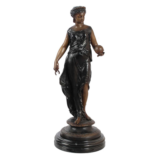 Bronze Lady Astrology With Globe Sculpture