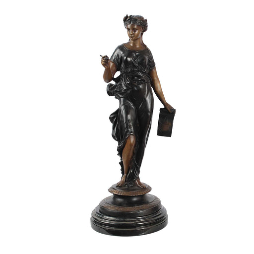 Bronze Lady Astrology With Map Sculpture