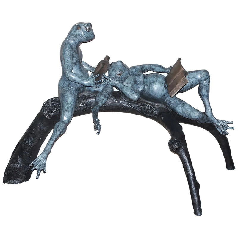 Bronze Reading Frogs Sculpture
