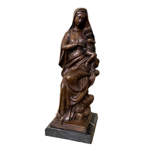 Bronze Virgin Mary with Child Sculpture