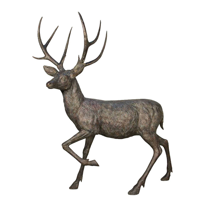 Bronze Walking Deer Sculpture