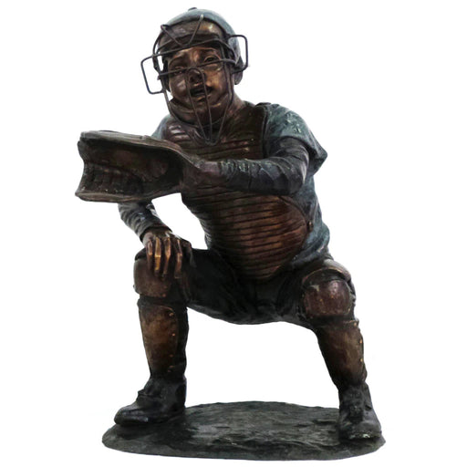 Bronze Boy Baseball Catcher Statue