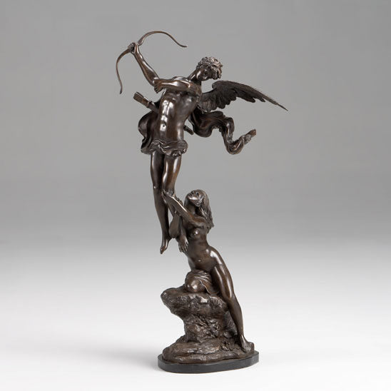 Cupid & Psyche Bronze Sculpture on Marble Base
