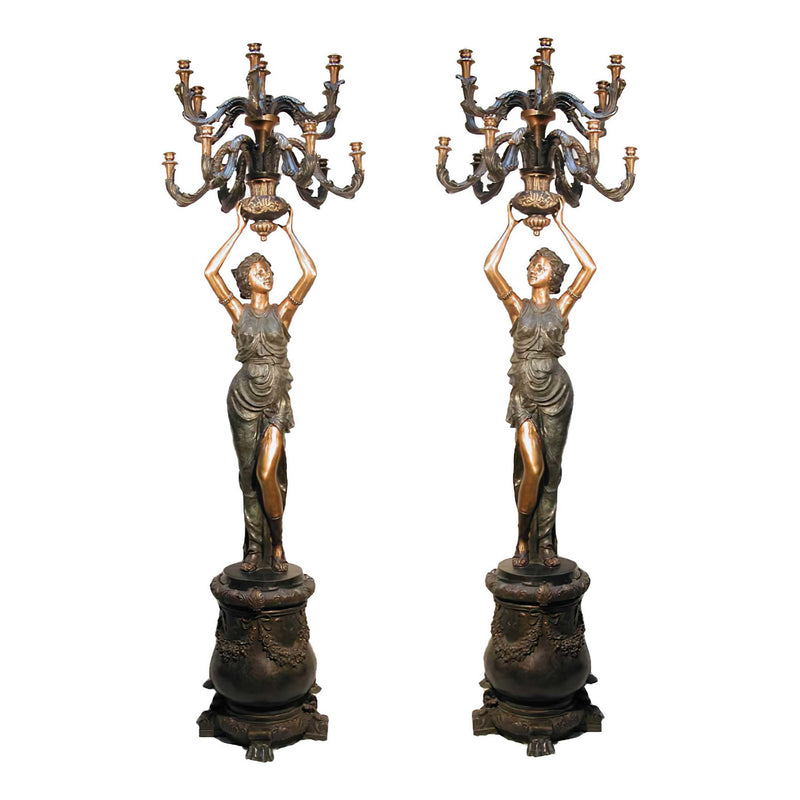Lady Holding Candelabra Pair
