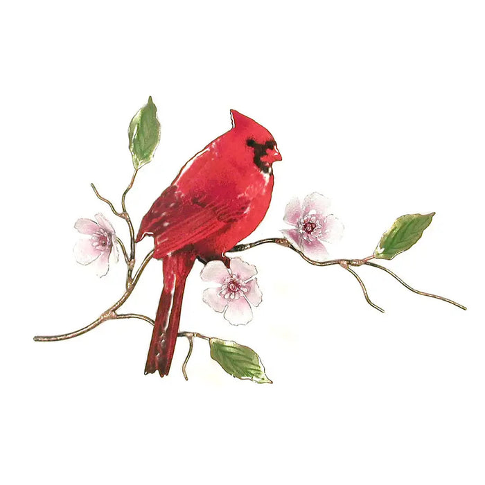 Cardinal on Cherry Blossom Metal Wall Art