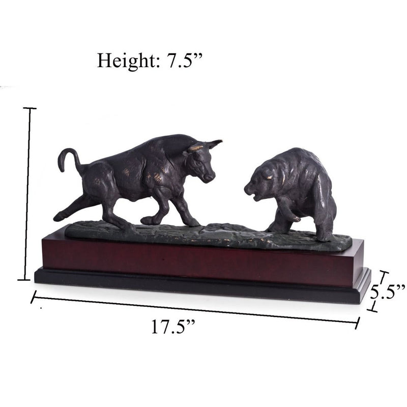 Charging Bull & Bear on Burlwood Sculpture