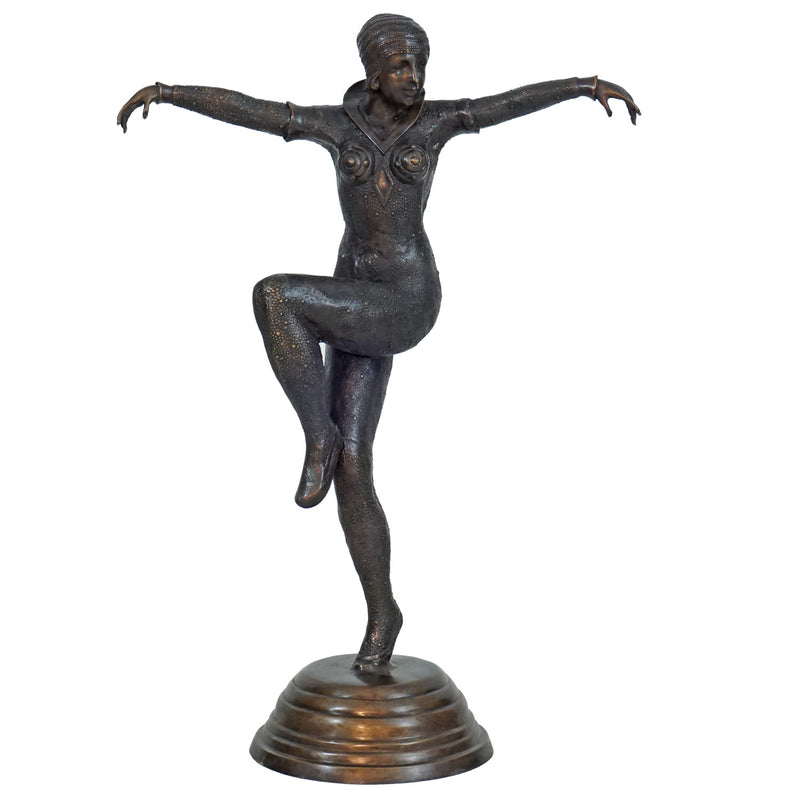 Chiparus Art Deco Dancer Sculpture-Silver