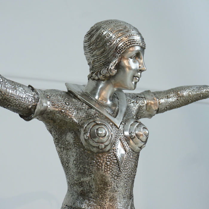 Chiparus Art Deco Dancer Sculpture-Silver
