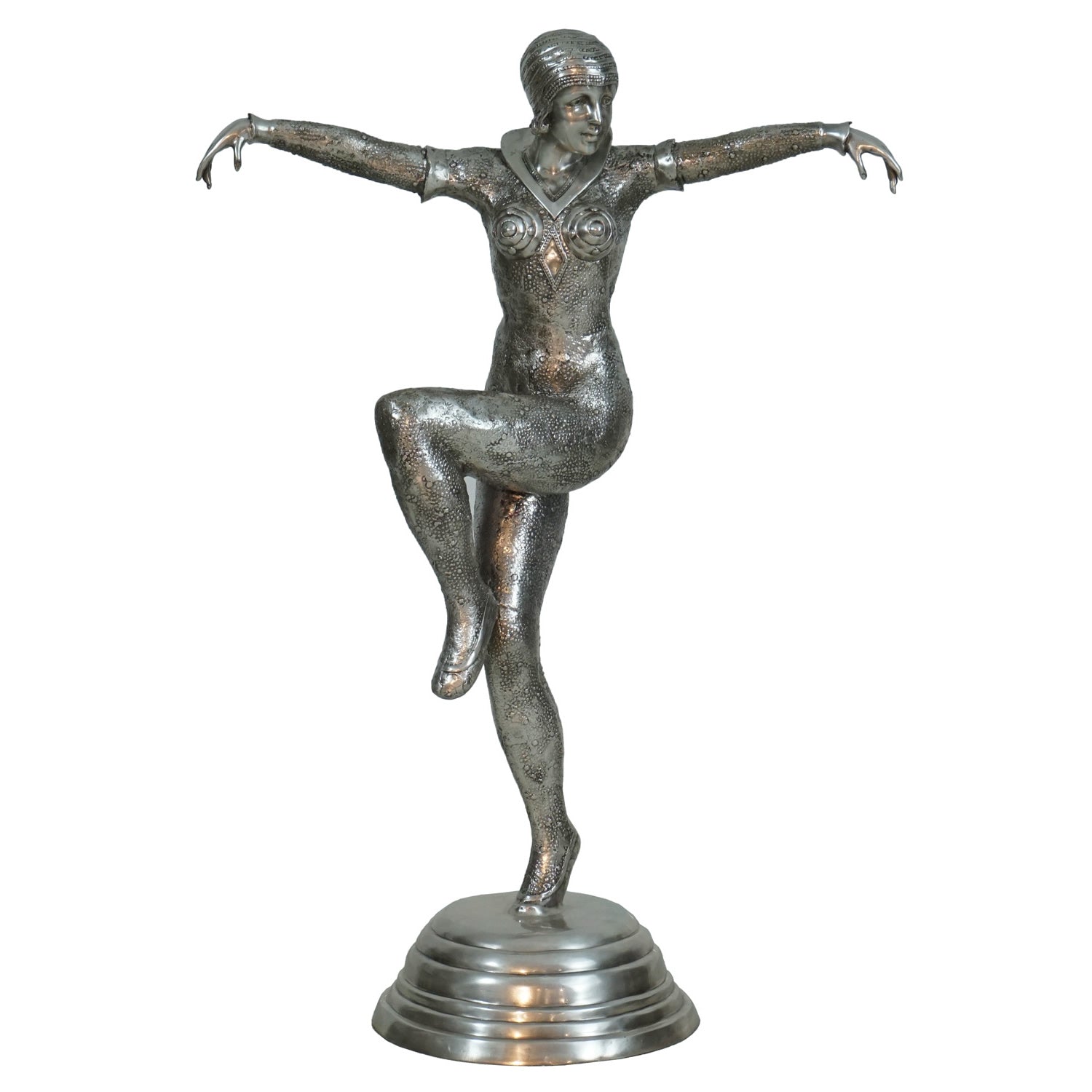 Chiparus Art Deco Dancer Sculpture-Silver — AllSculptures