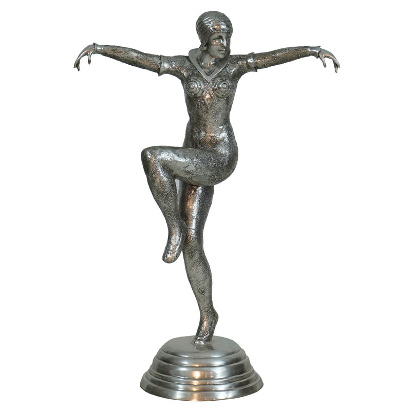 Chiparus Art Deco Dancer Sculpture-Silver