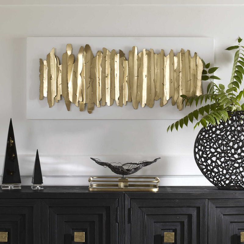 Composition of Ivory & Gold- Metal Wall Art