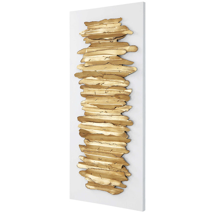 Composition of Ivory & Gold- Metal Wall Art