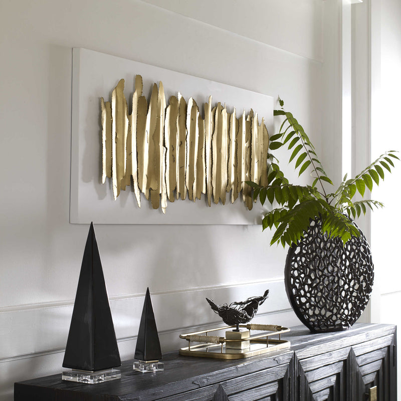 Composition of Ivory & Gold- Metal Wall Art