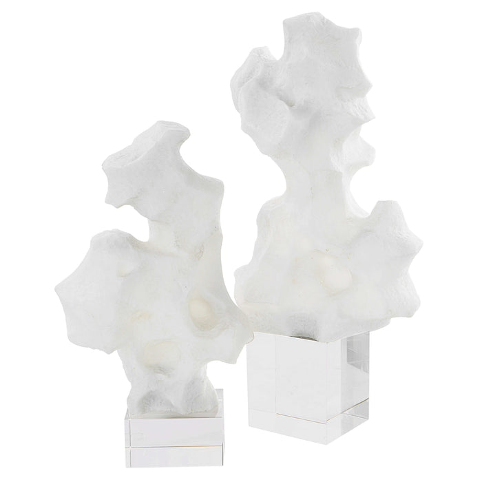 Crystal & White Stone Modern Sculpture Set