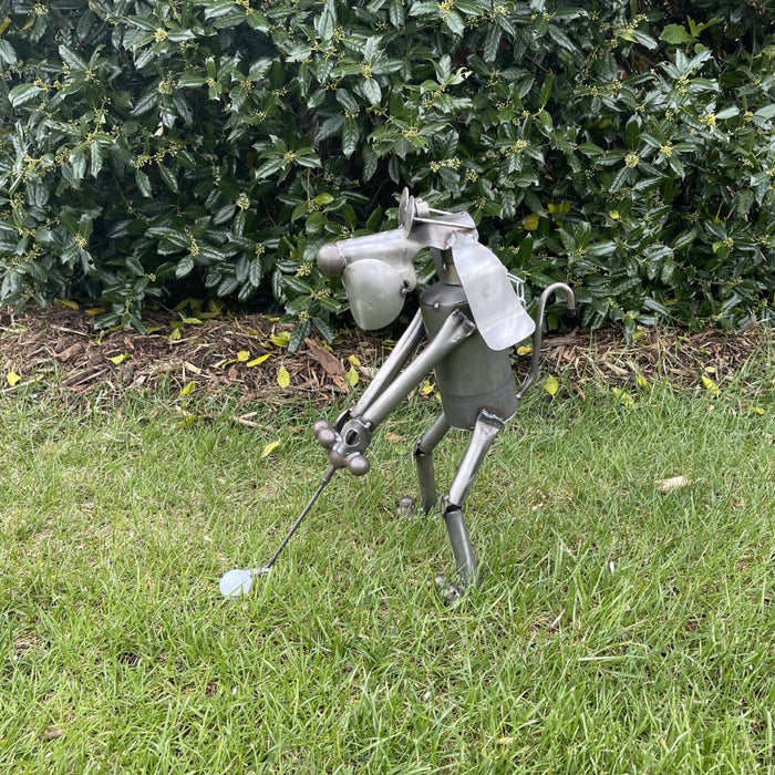 Dog Golfing Sculpture For Garden