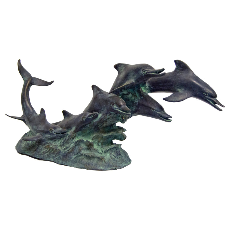 Dolphins Riding Waves Bronze Sculpture
