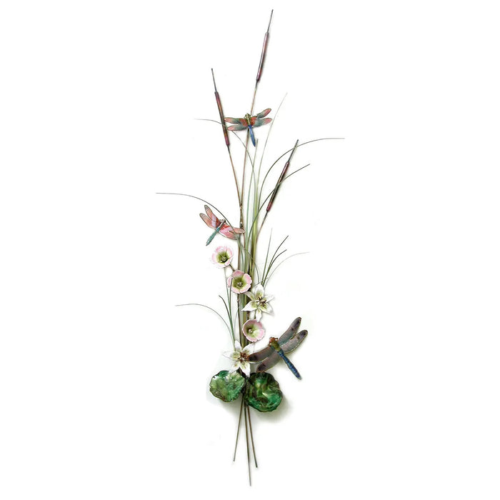 Dragonflies with Cattail Metal Wall Art