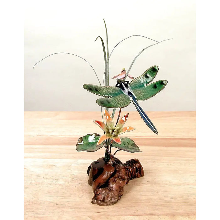 Dragonfly With Flowers Tabletop Sculpture