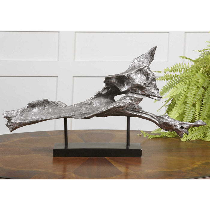 Driftwood Silver Sculpture on Stand