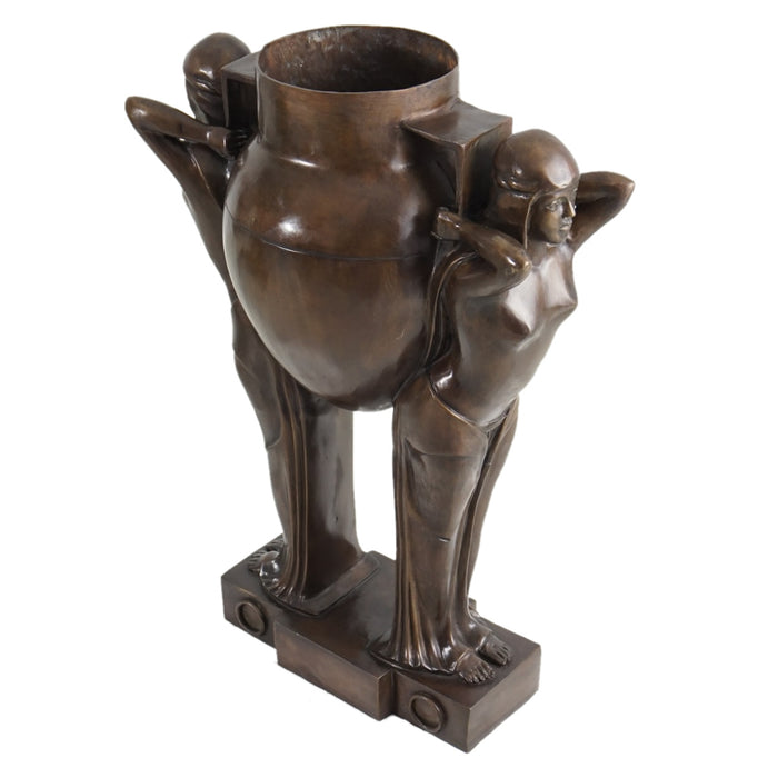Art Deco Bronze Vase with Women