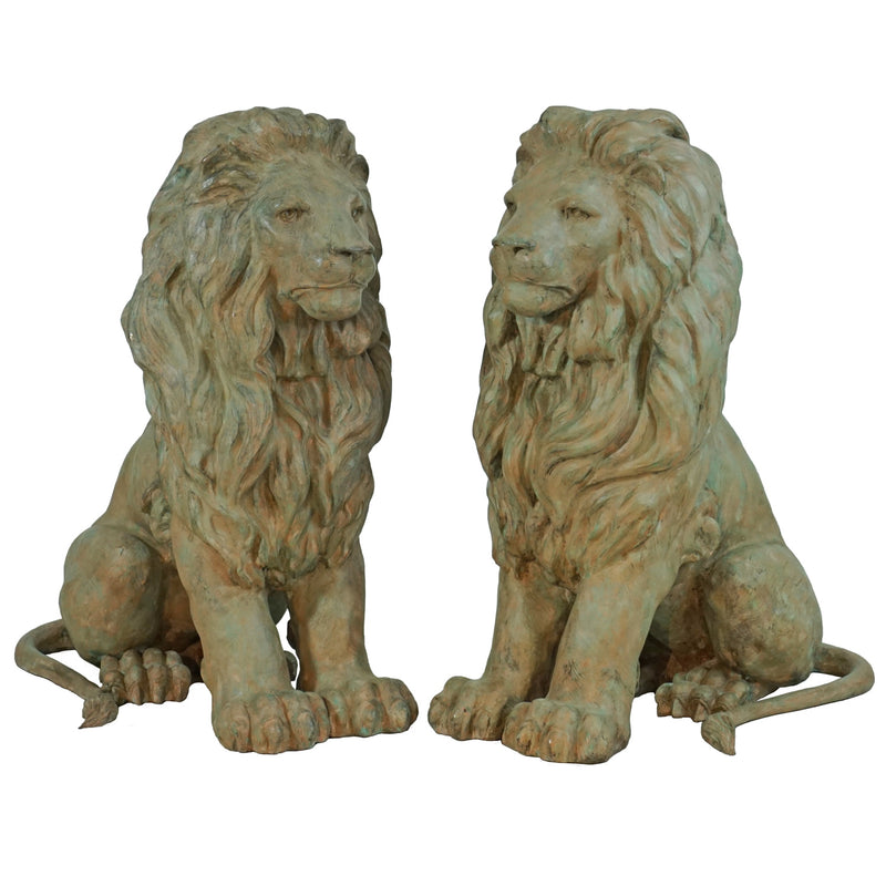 Bronze Estate Entrance Lion Sculpture Set