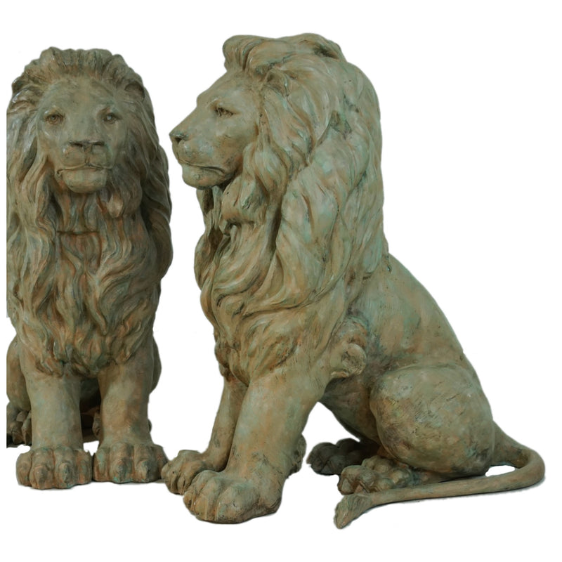 Bronze Estate Entrance Lion Sculpture Set