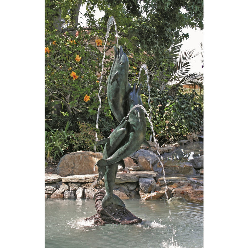 Entwined Dolphins Garden Fountain