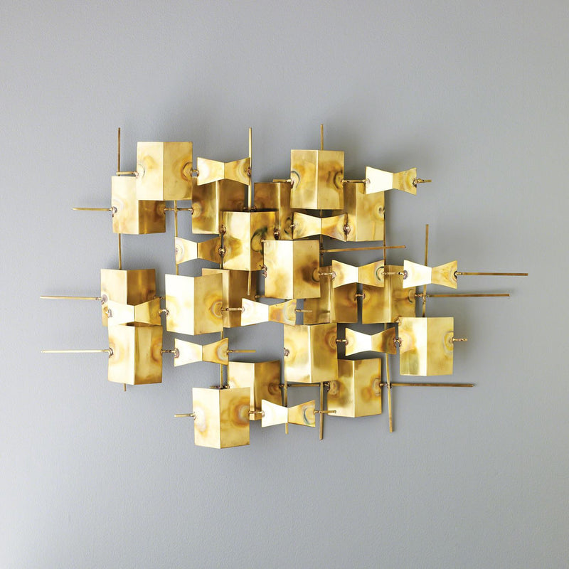 Folded Brass Metal Wall Art Sculpture